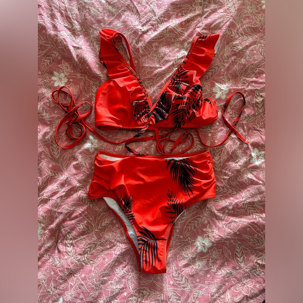 Orange and black bikini. New w/o tags